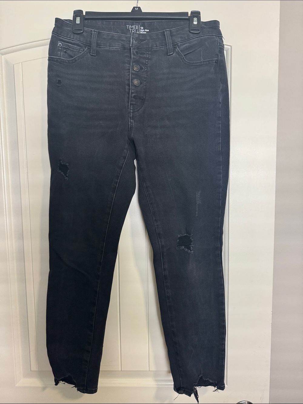Time and Tru Black High-Rise Distressed Skinny Jeans